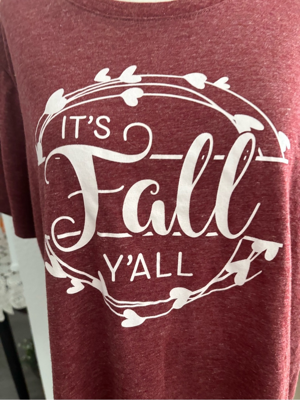 "It's Fall Y'all" Short Sleeve T-shirt - Burgundy Fits Smaller Med Final Sale